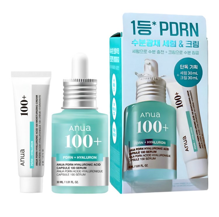 Anua PDRN Hyaluronic Acid Capsule 100 Set (Serum 30ml + Cream 30ml)