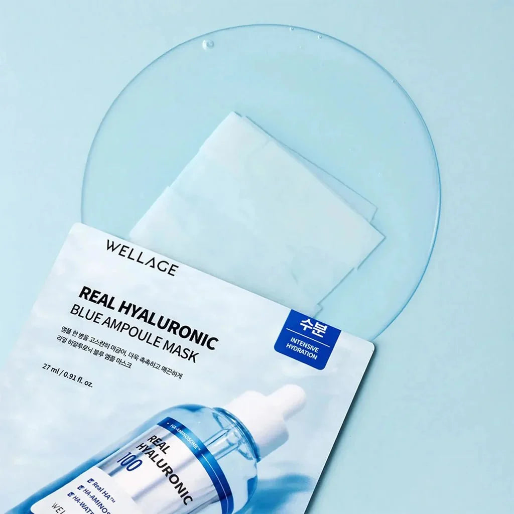 WELLAGE Real Hyaluronic Blue Ampoule Mask (5 PCS)
