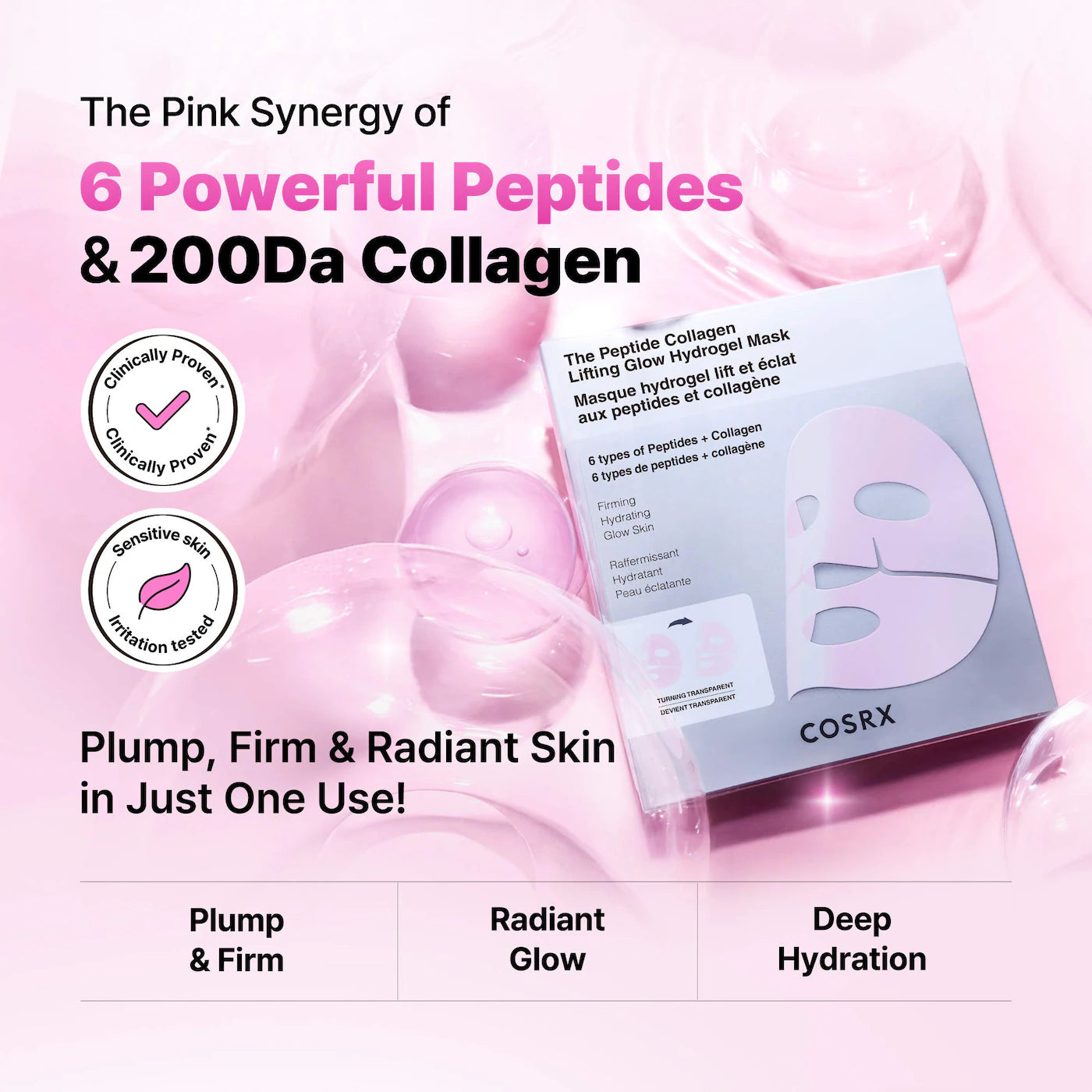 COSRX The Peptide Collagen Lifting Glow Hydrogel Mask (3 PCS)