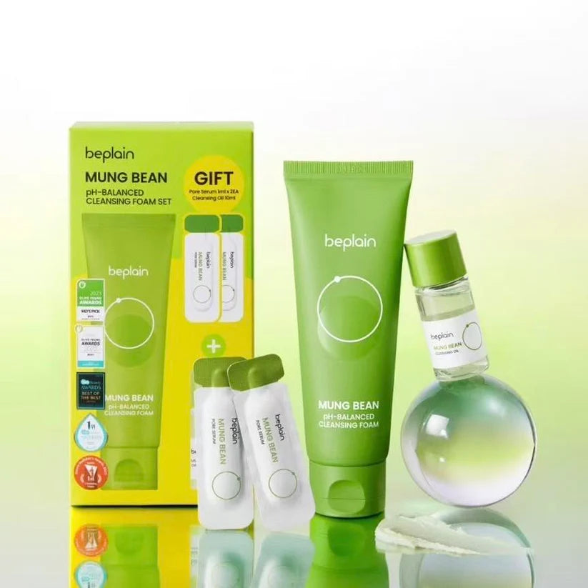 Beplain Mung Bean pH-Balanced Cleansing Foam&Oil Set (80ml+10ml)
