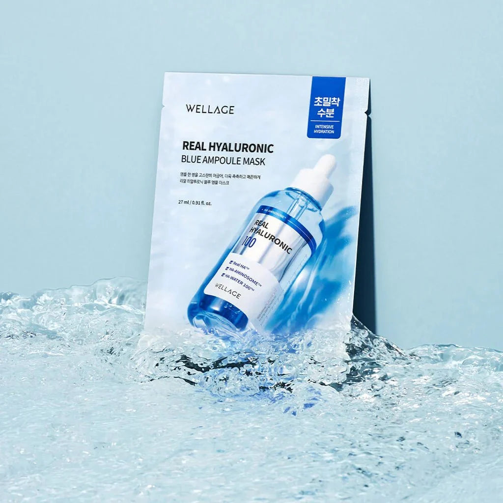WELLAGE Real Hyaluronic Blue Ampoule Mask (5 PCS)