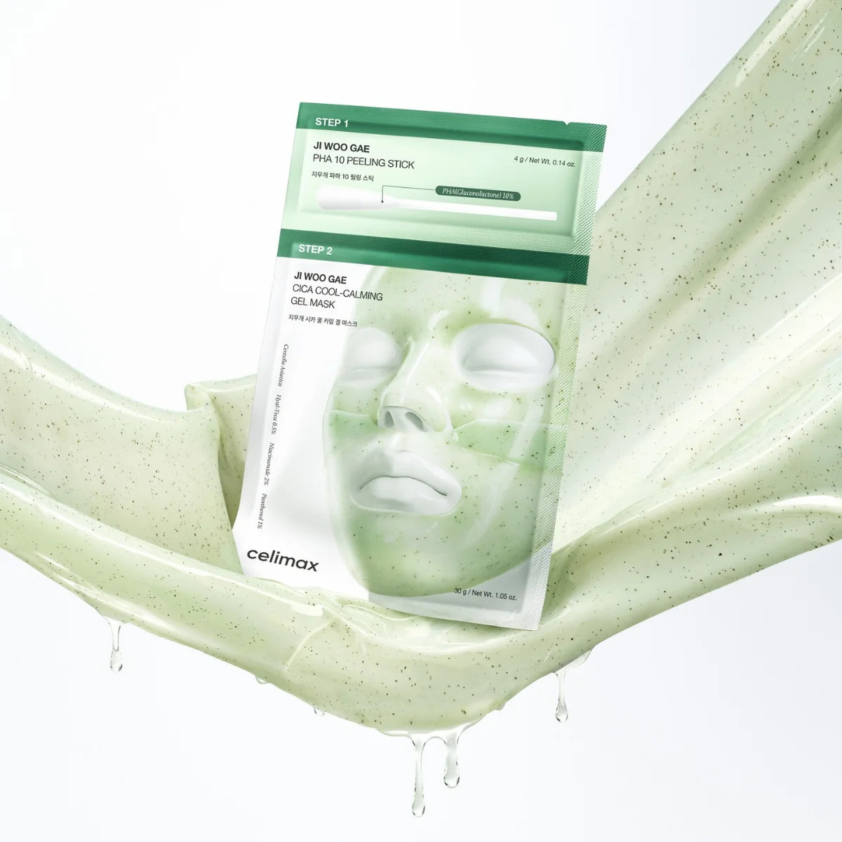 CELIMAX Ji Woo Gae Cica PHA Peel 2 Step Gel Mask (4 PCS)