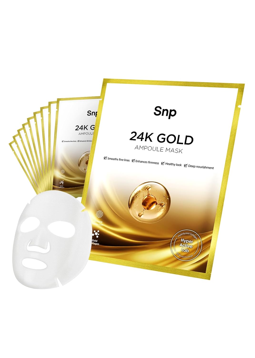 SNP 24K Gold Ampoule Sheet Mask 10 pcs — Korean beauty product, available at SEYUNE