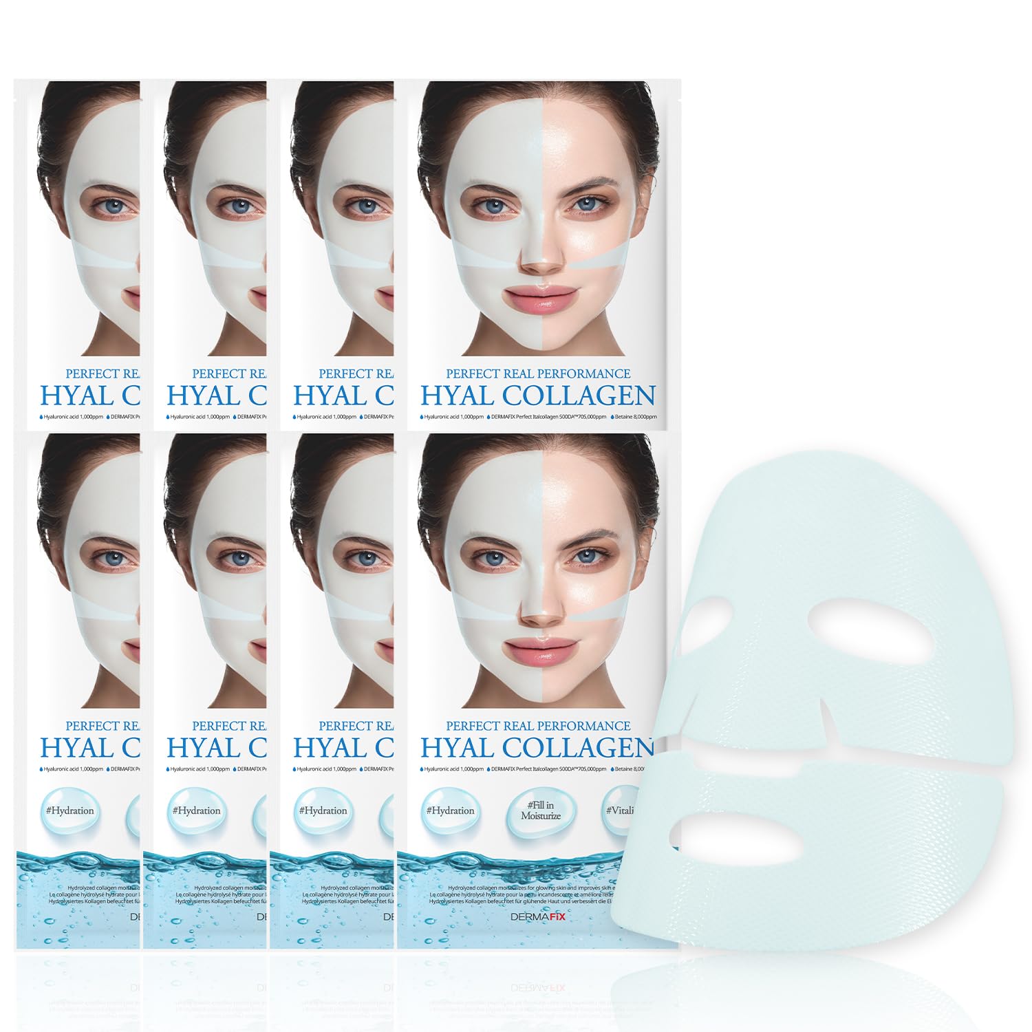 DERMAFiX Hyal Collagen Facial Mask (8 pcs) — Korean beauty product, available at SEYUNE