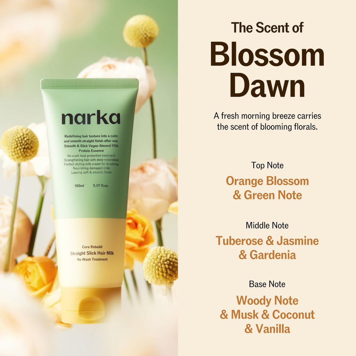 NARKA Core Rebuild Straight Slick Hair Milk (150ml)