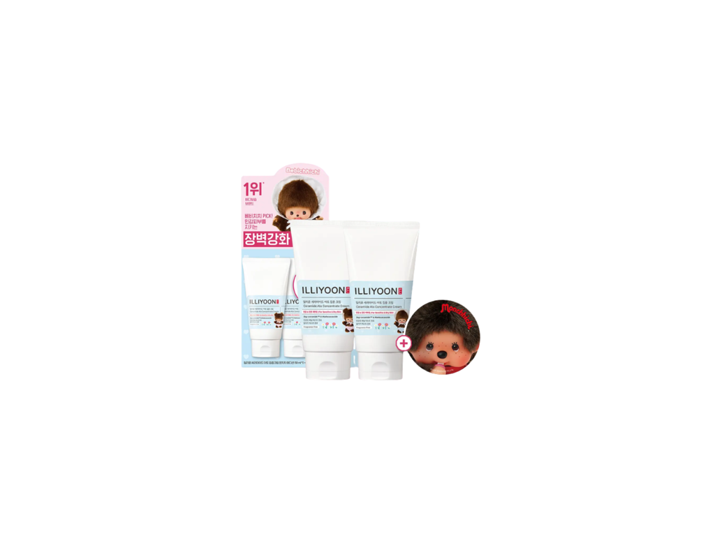 ILLIYOON Ceramide Ato Concentrate Cream 150ml x2 Special Set + Monchhichi Mirror (Limited Edition)
