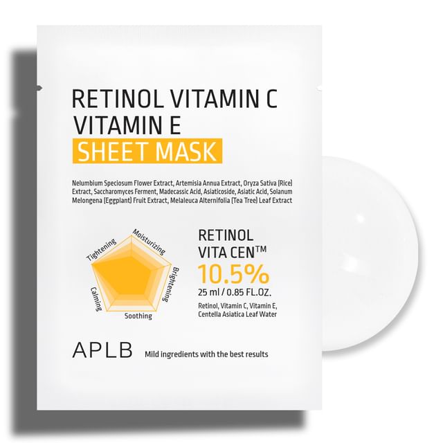 APLB Retinol Vitamin C Vitamin E Sheet Mask 10pcs — Korean beauty product, available at SEYUNE