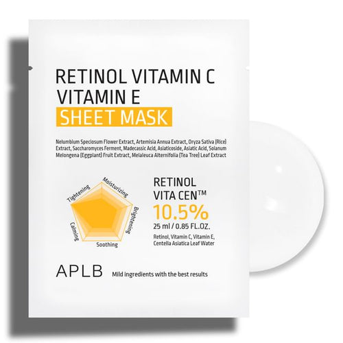 APLB Retinol Vitamin C Vitamin E Sheet Mask 10pcs — Korean beauty product, available at SEYUNE