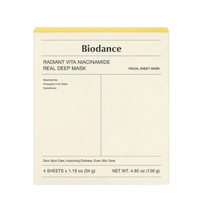 Biodance Radiant Vita Niacinamide Real Deep Mask (4 PCs)